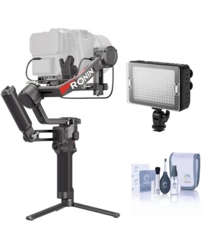 DJI RS 4 Pro Combo, Bundle with On-Camera LED Light and Cleaning Kit