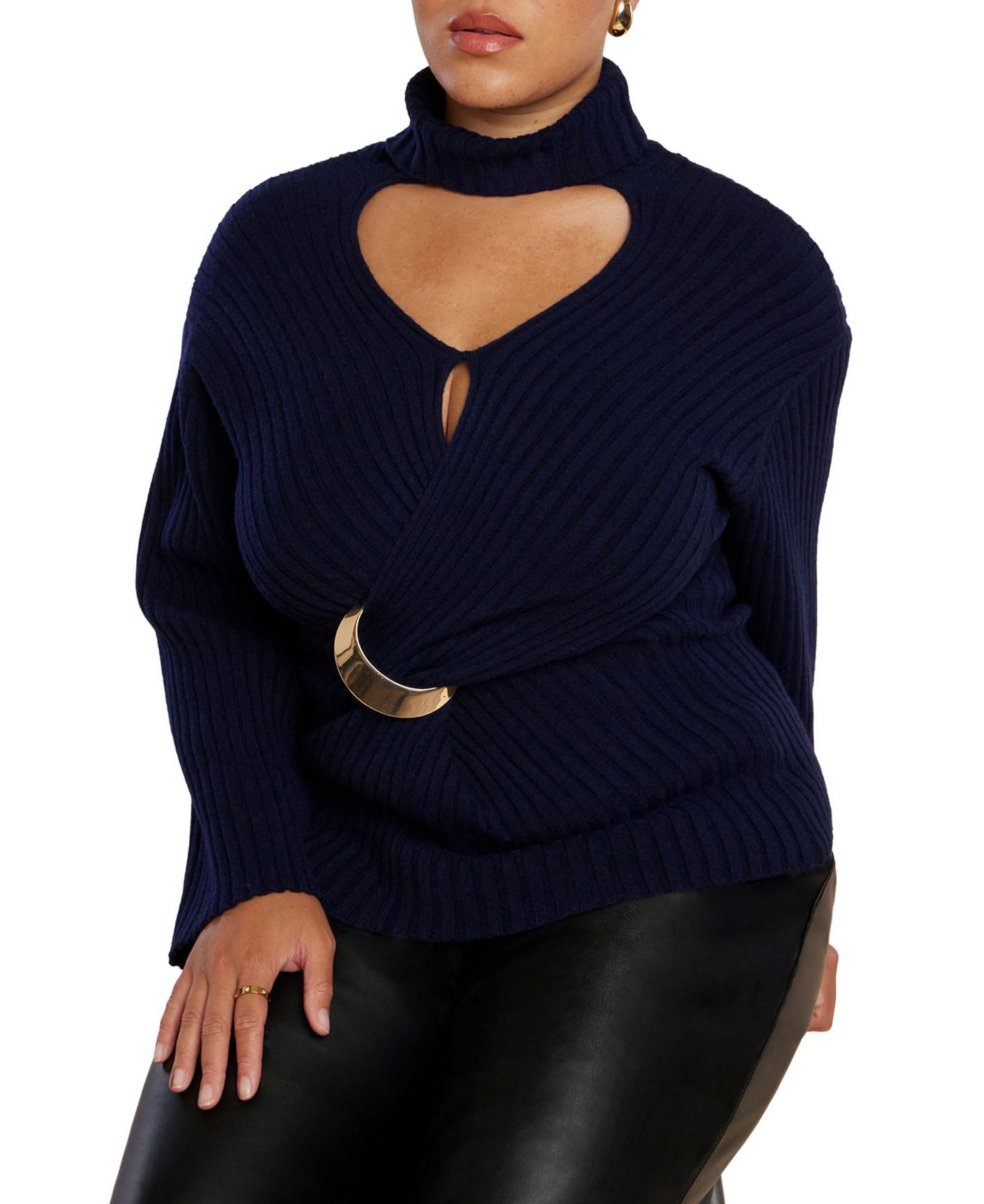 ELOQUII Women's Layered Cape Sweater