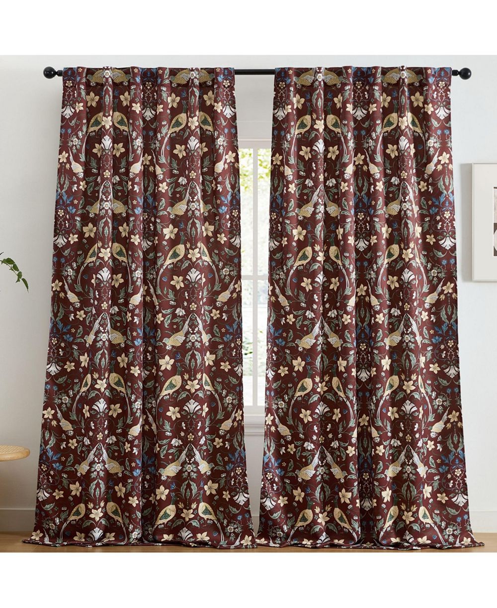 HLC.ME Florence Window Back Tab Rod Pocket Curtains Bedroom - Light Blocking Darkening Window Panels, Set of 2