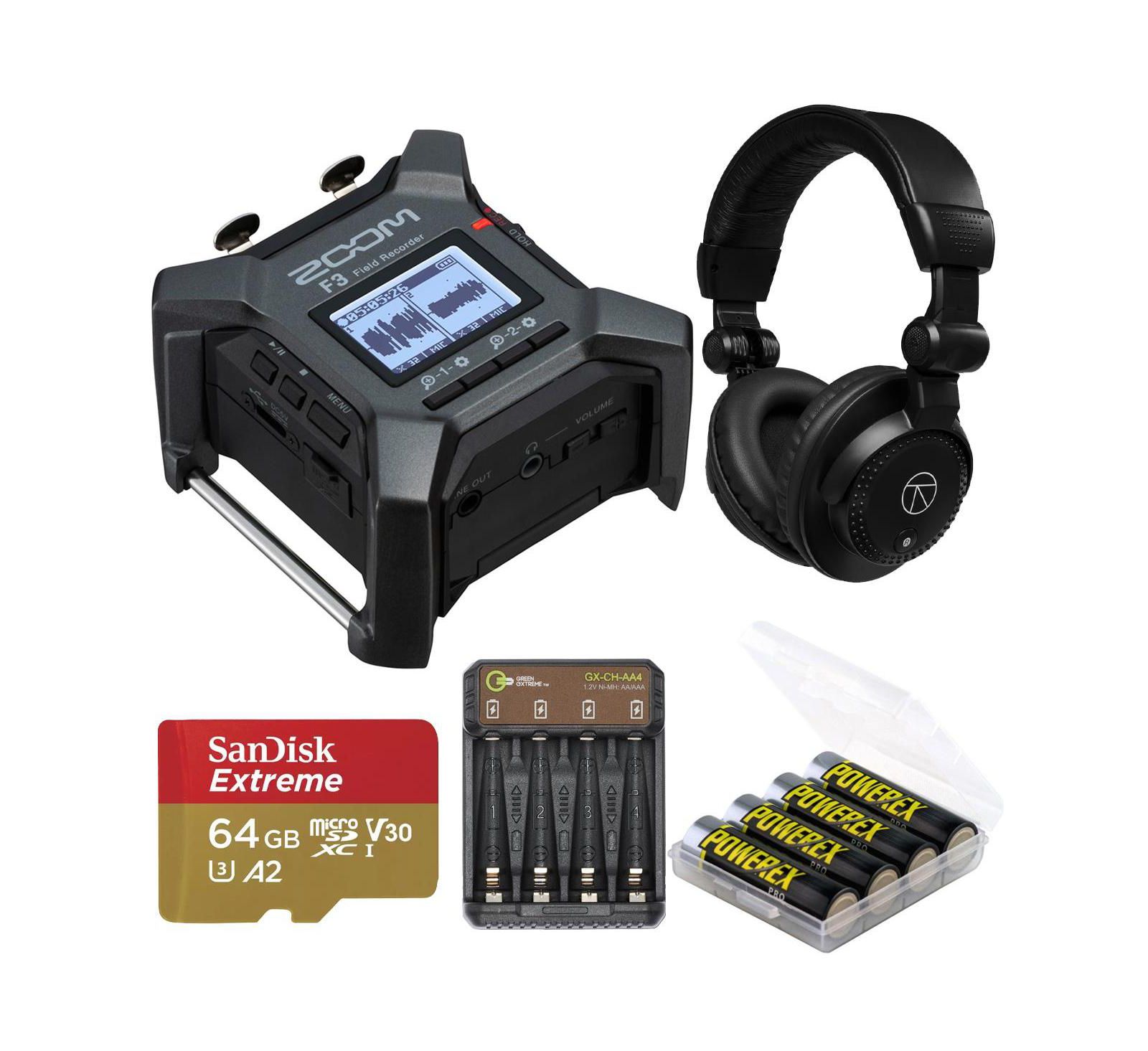 Zoom F3 2-Channel/2-Track Field Recorder, Bundle with Included Value