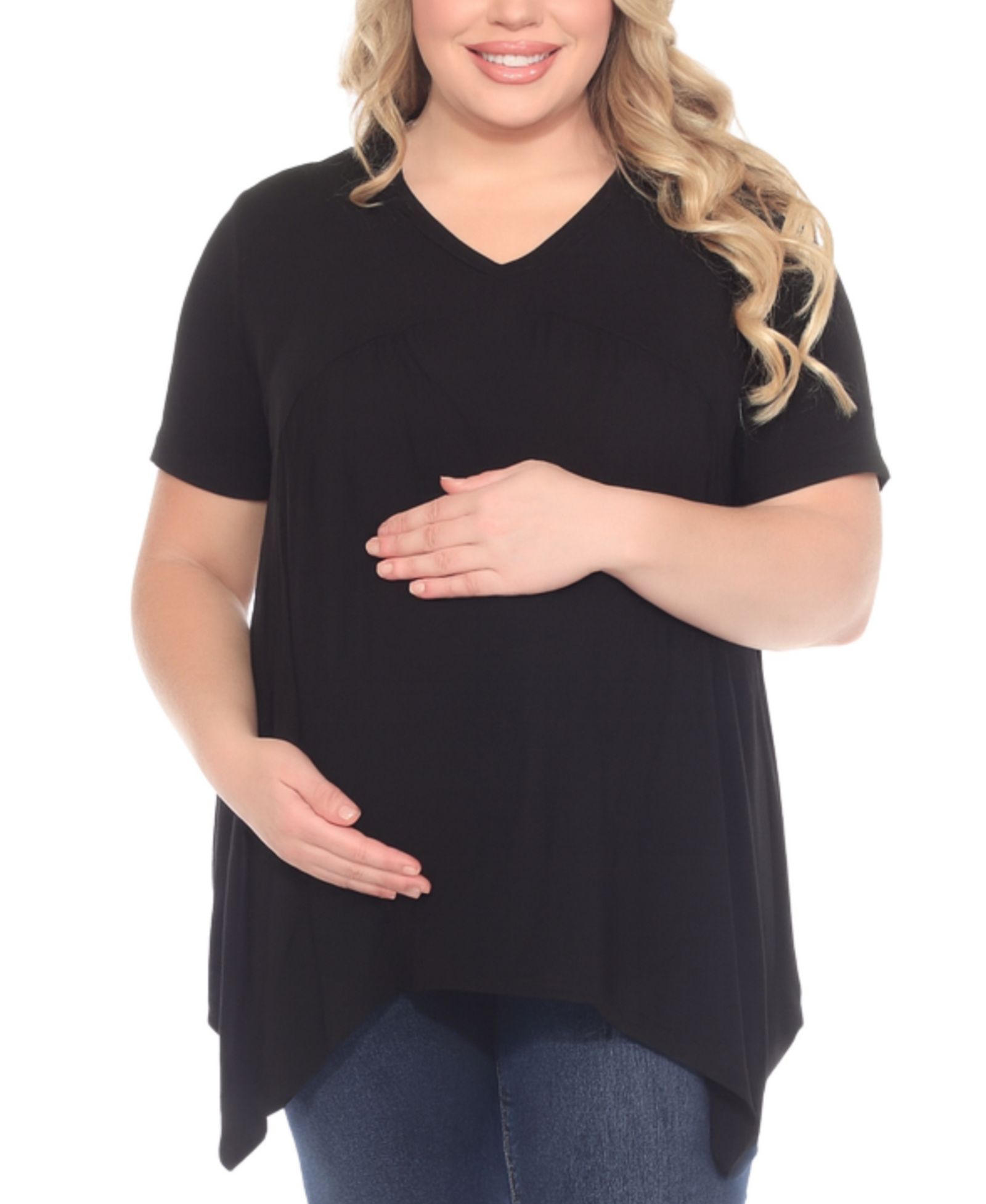 White Mark Plus Size Shirred Maternity Top