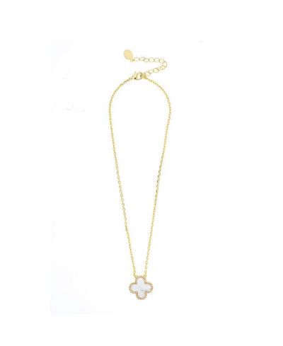 Mother of Pearl Flower Solitaire Pendant with CZ Surround