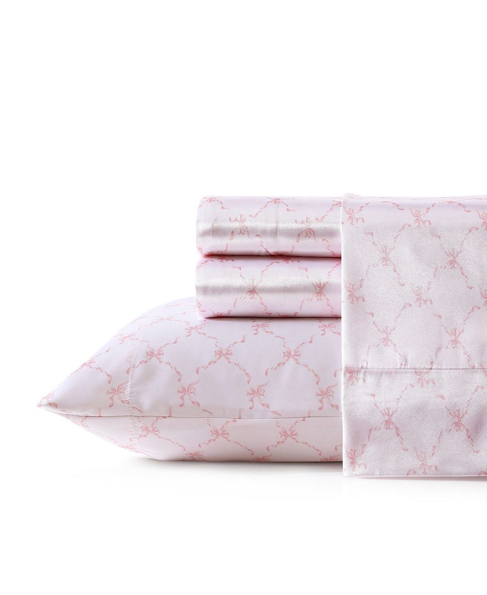 Laura Ashley Printed Satin 4-Pc. Sheet Set, Queen