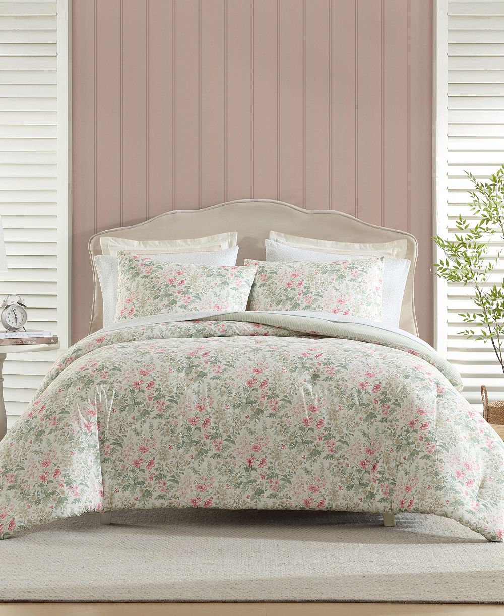 Laura Ashley Comforter Set Arden Floral Washed Microfiber Twin