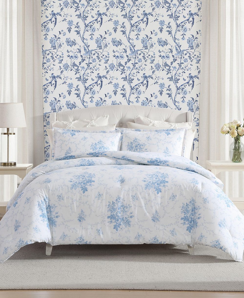 Laura Ashley Sophia Cotton 3-Pc. Duvet Cover Set, Full/Queen