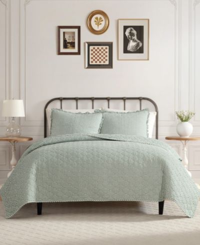 Laura Ashley Gracie's Gingham Cotton 3-Pc. Quilt Set, King