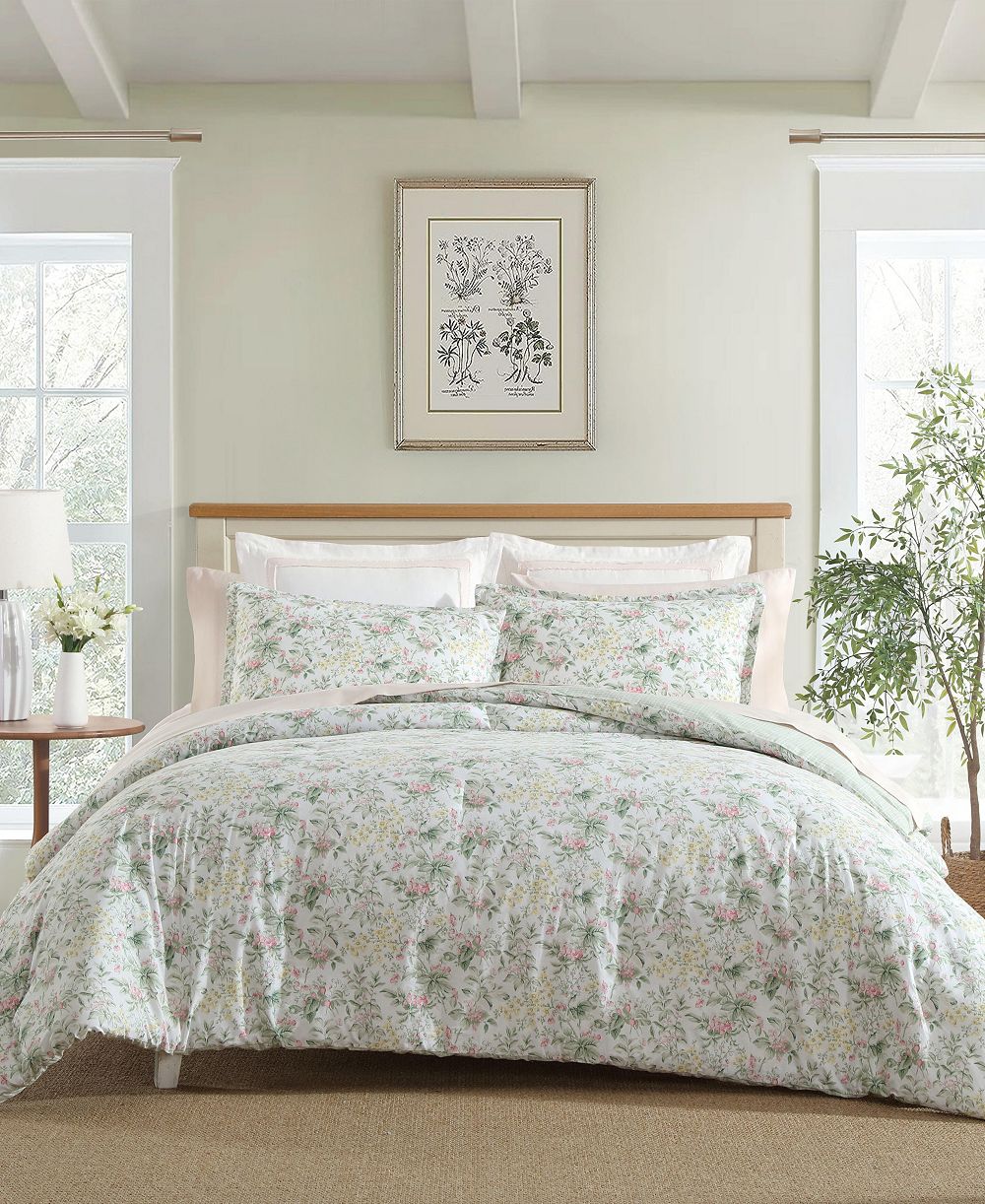 Laura Ashley Bramble Floral Cotton 3-Pc. Comforter Set, Full/Queen