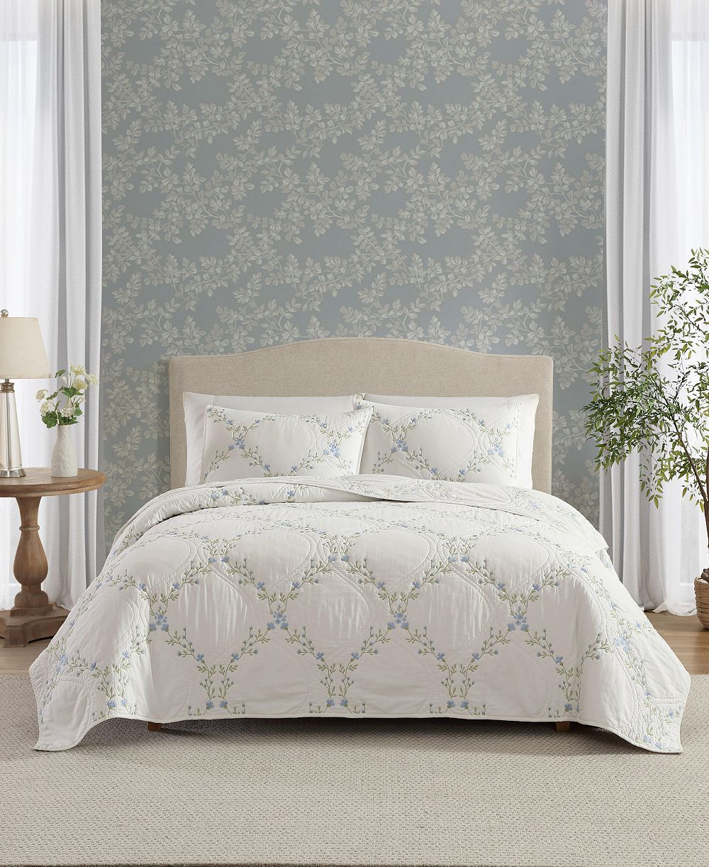 Комплект из 3 предметов Laura Ashley Floral Embroidery Cotton, Full/Queen