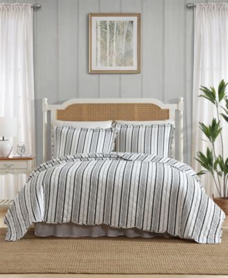 Laura Ashley Stripe Perfection Cotton 3-Pc. Quilt Set, Full/Queen