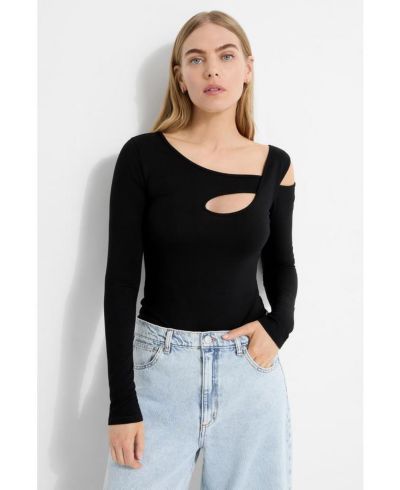 Marcella Women's Lotte Long-Sleeve Jersey Top with Front and Back Oval Cutouts