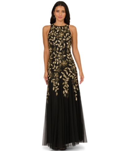 Adrianna Papell Women's Crewneck Beaded Dress