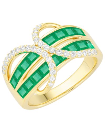 Кольцо Macy's Emerald (1-3/4 ct. t.w.) и Diamond (1/3 ct. t.w.) в золоте 14k