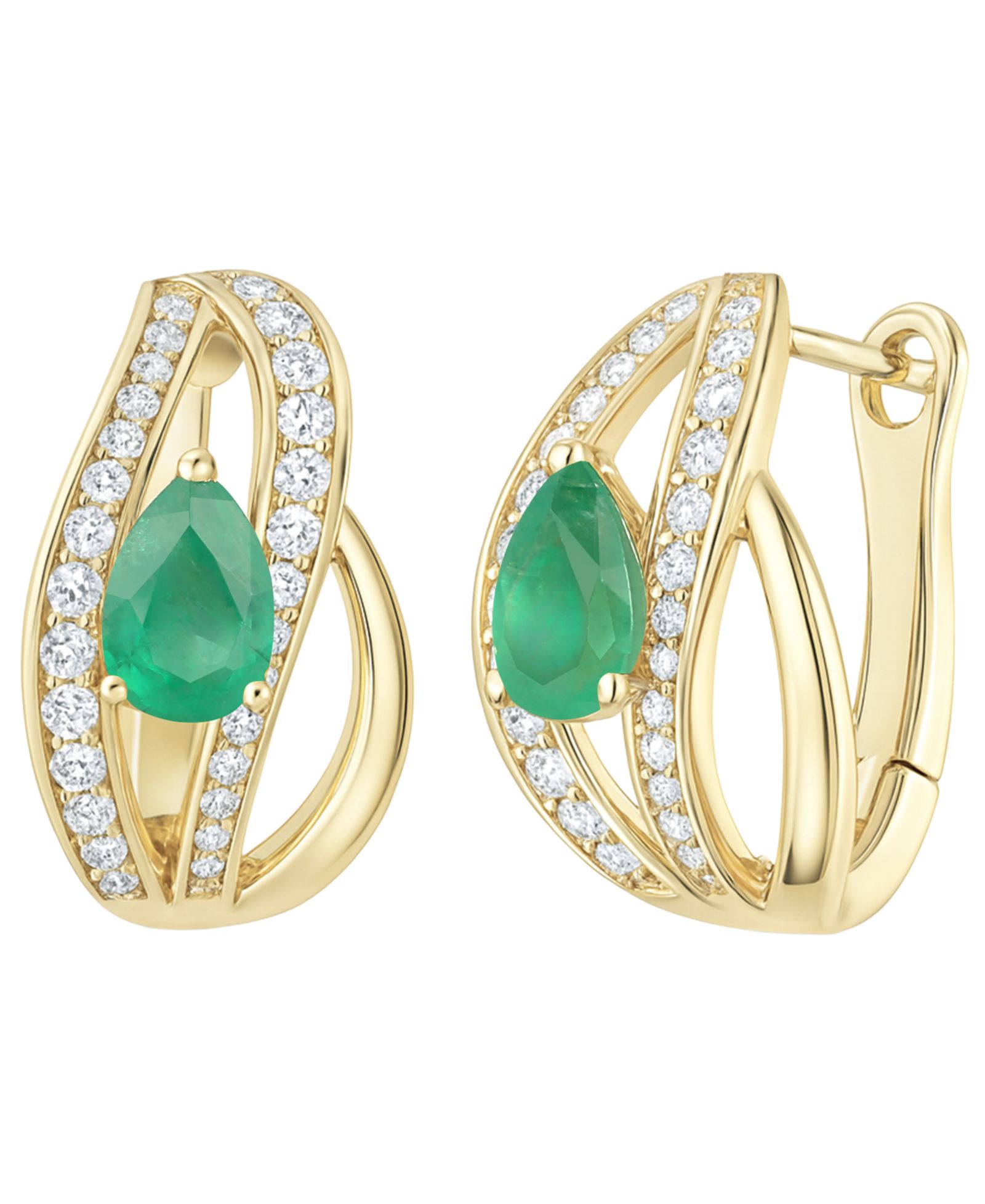 Серьги-подвески Macy's Emerald и Diamond 14k Gold