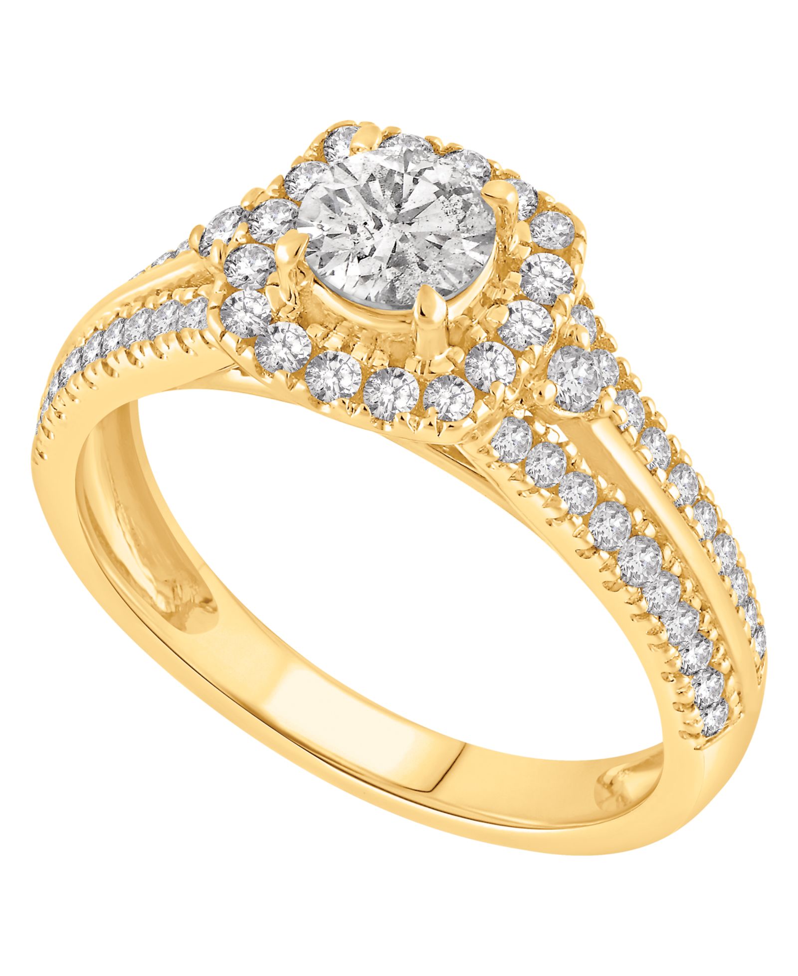 Помолвочное кольцо Macy's Diamond Halo 1 ct. t.w. в 14k Yellow Gold