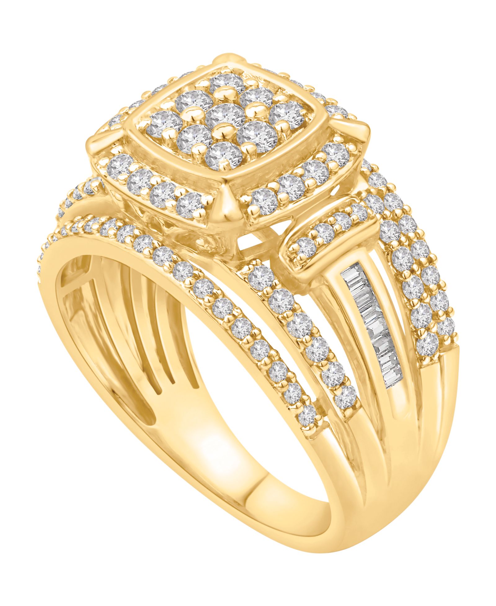 Macy's Diamond Multirow Cluster Ring (1 ct. t.w.) in 14k Yellow Gold