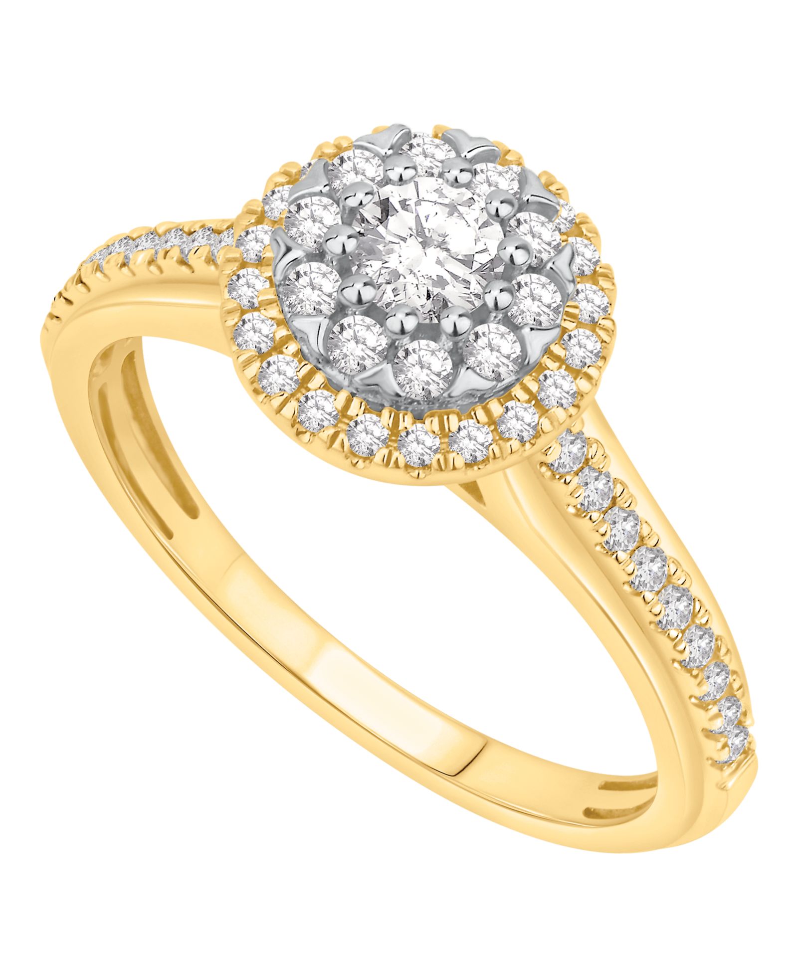 Помолвочное кольцо Diamond Halo Cluster 1/2 ct. t.w. 14k Yellow Gold