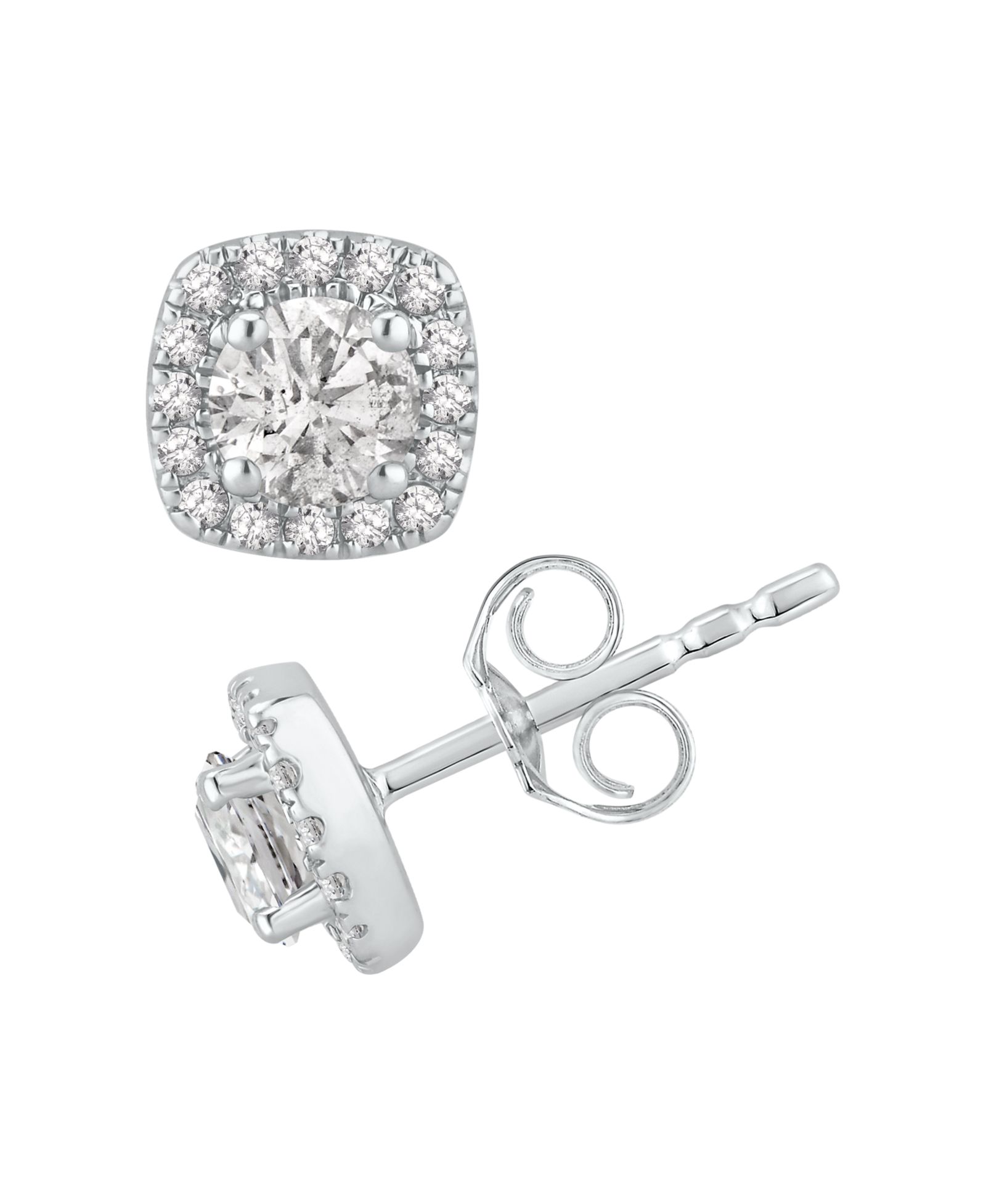 Серьги-гвоздики Macy's Diamond Halo (1 ct. t.w.) в белом золоте 14k