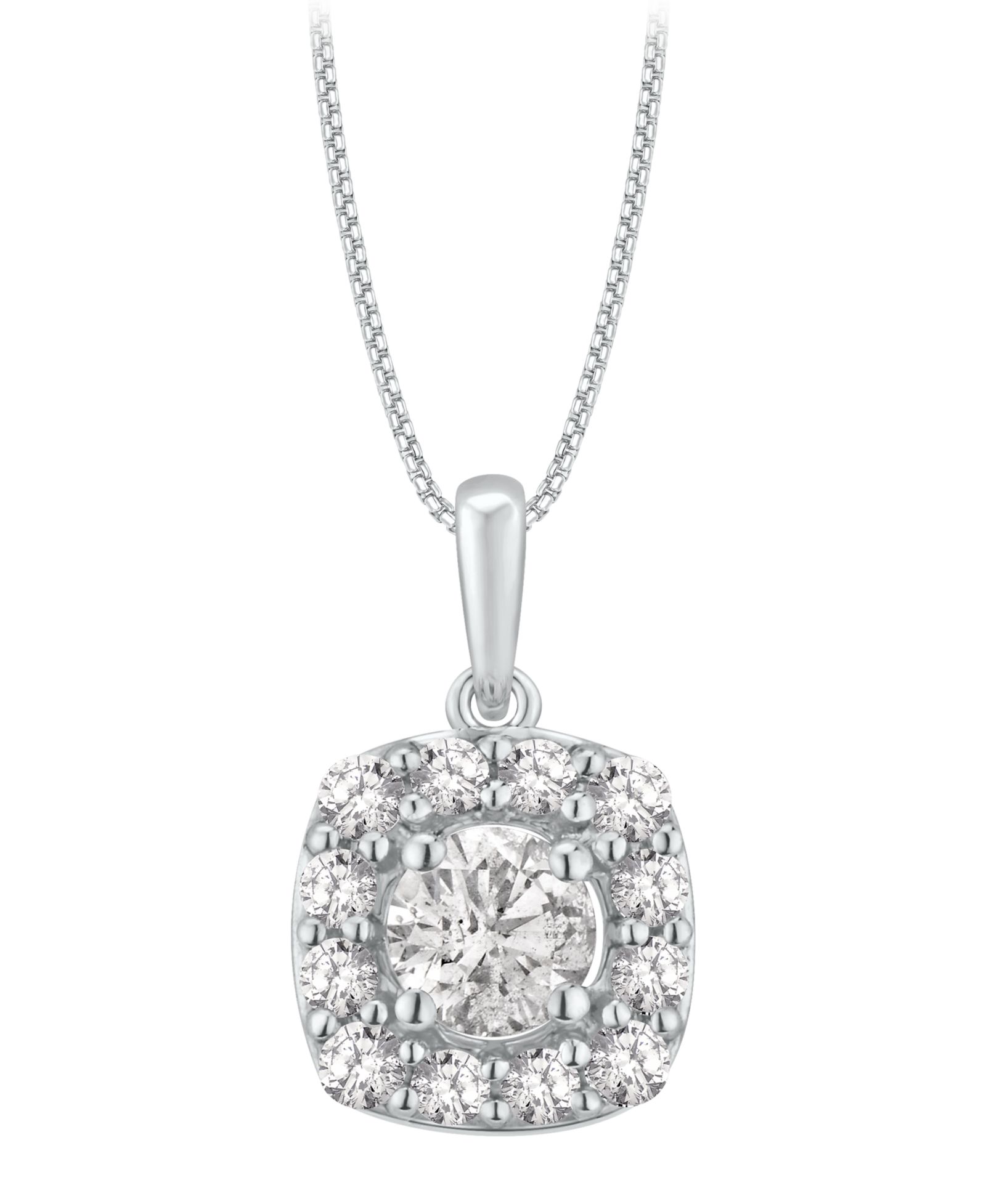 Macy's Подвеска Diamond Square Halo в белом золоте 14k