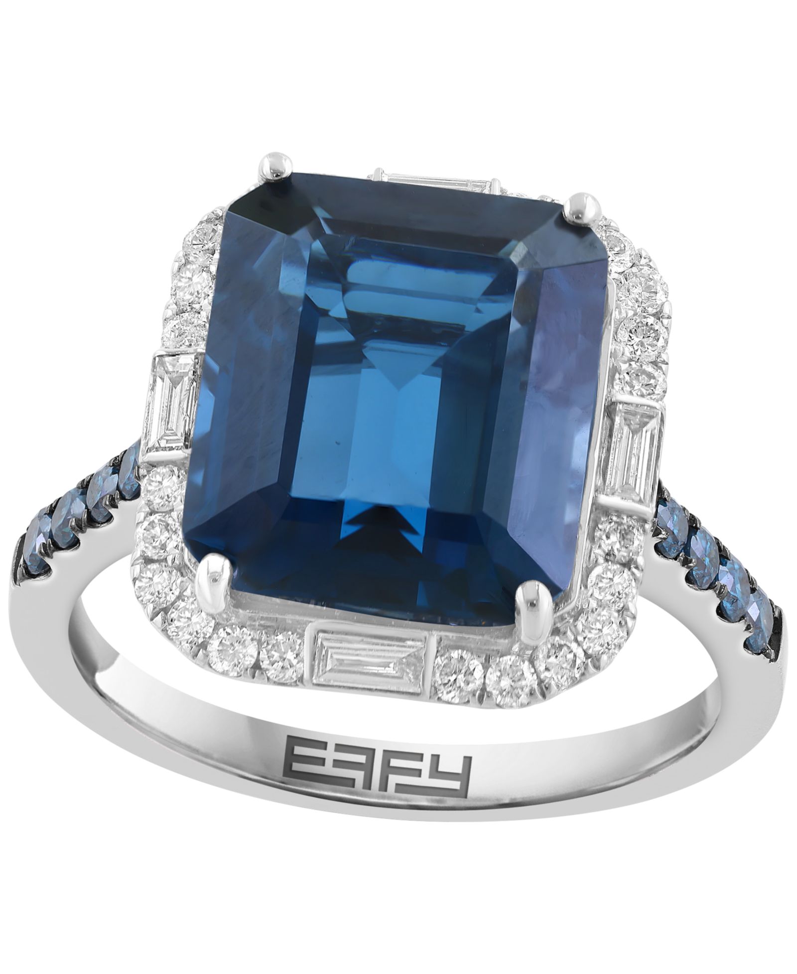 Кольцо EFFY Collection с белыми и синими бриллиантами (1/2 ct. t.w.) и London Blue Topaz (6-5/8 ct. t.w.) из белого золота 14k
