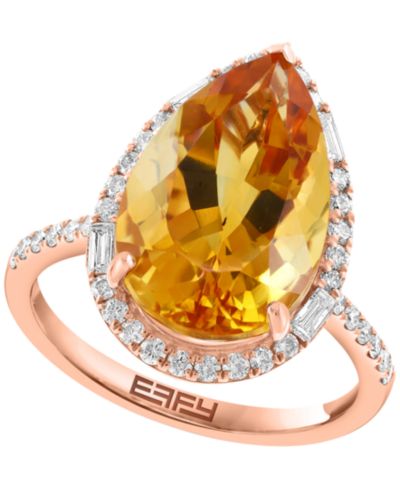 EFFY Collection Citrine (5-3/8 ct. t.w.) & Diamond (1/2 ct. t.w.) Ring in 14k Yellow Gold