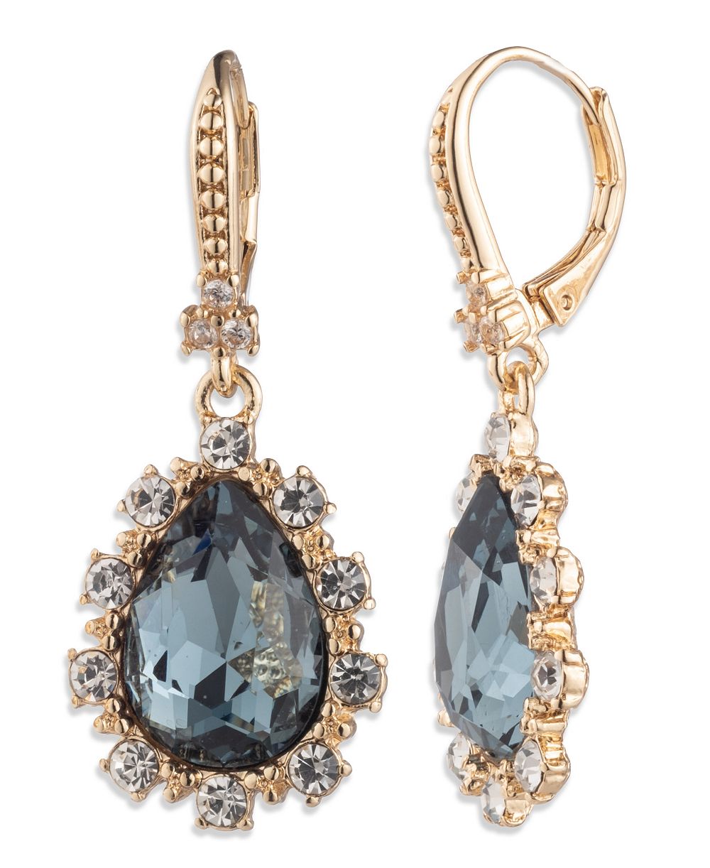 Marchesa Glass Stone Gold-Tone Drama Pear Drop Earrings