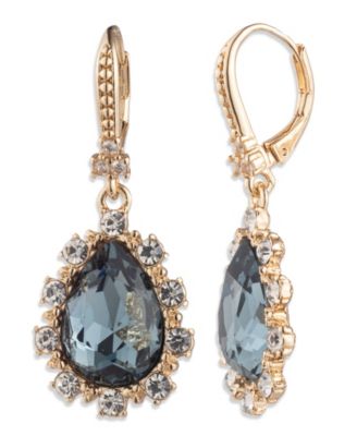 Marchesa Glass Stone Gold-Tone Drama Pear Drop Earrings