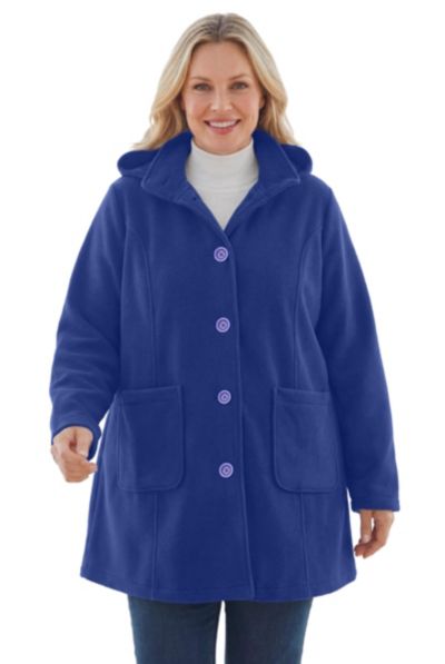 Женское флисовое пальто Woman Within Plus Size Hooded A-Line