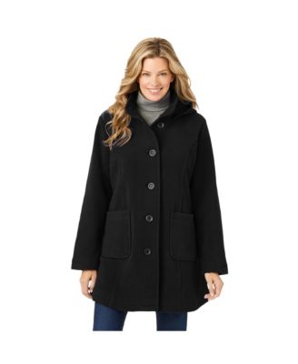Женское флисовое пальто Woman Within Plus Size Hooded A-Line