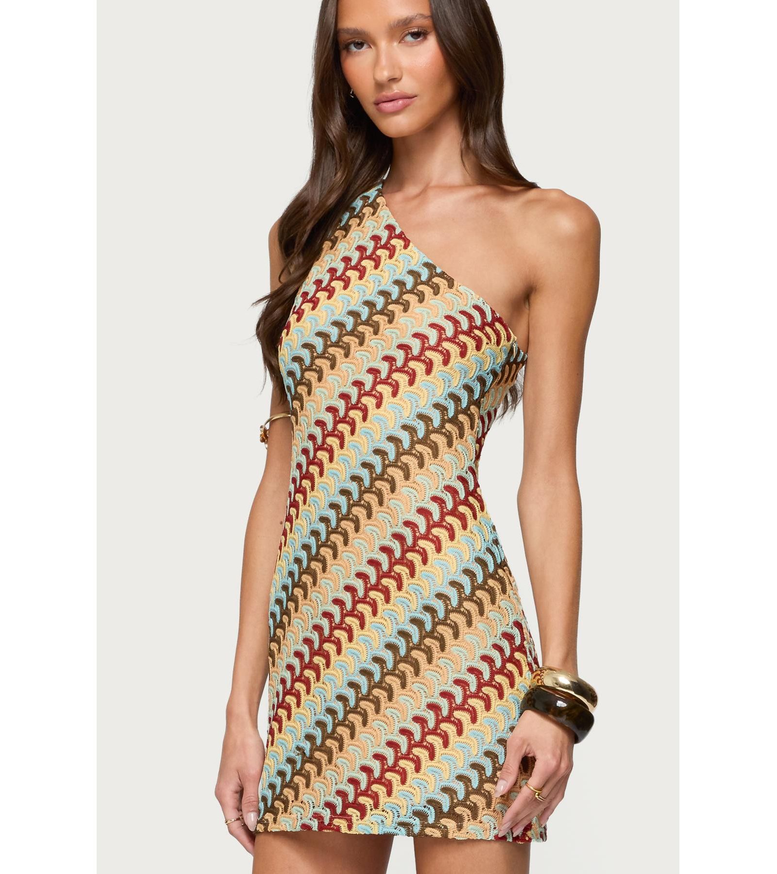 Edikted Women's Agua Zigzag One Shoulder Mini Dress