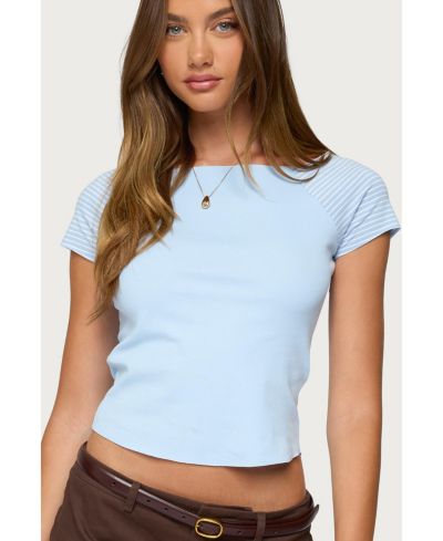 Женская футболка Edikted Women's Marina Raglan в полоску
