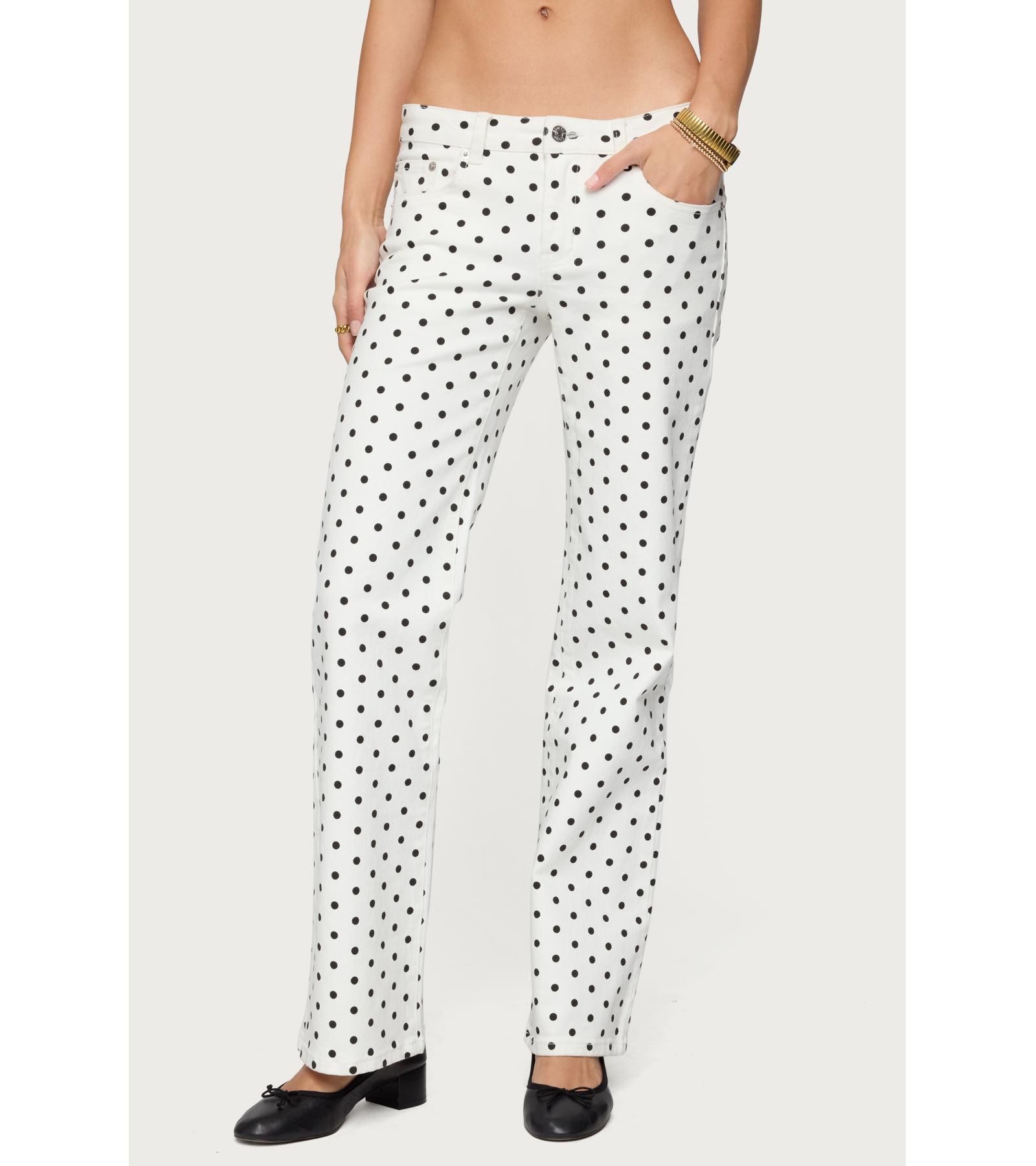 Edikted Women's Romily Polka Dot Low Rise Jeans