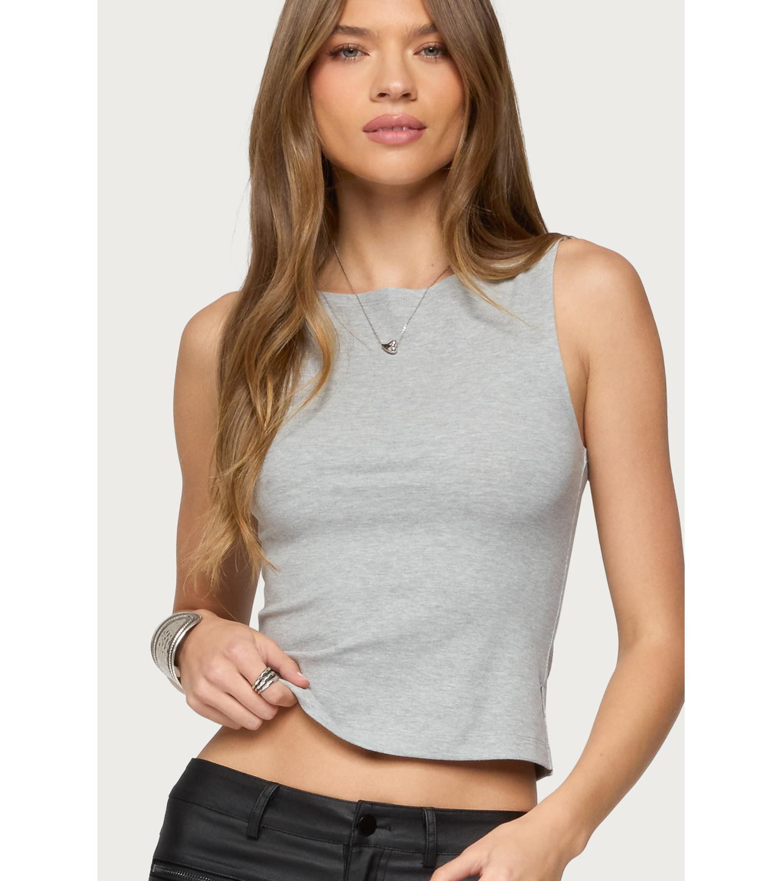 Edikted Womens Elliana Side Slit Tank Top