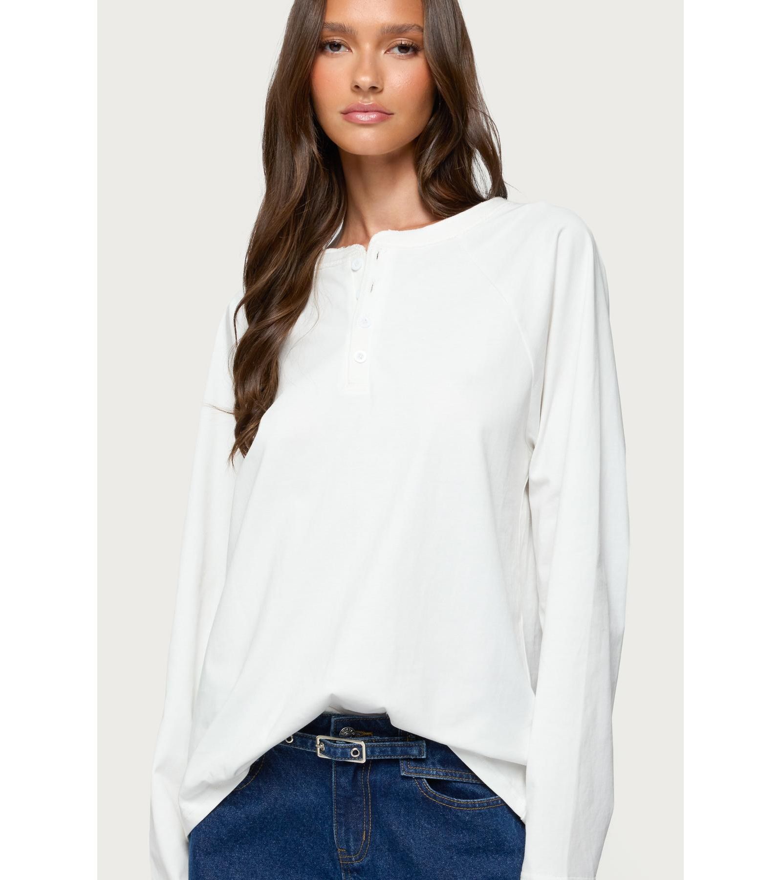 Edikted Women's Cyrus Henley Oversized Top