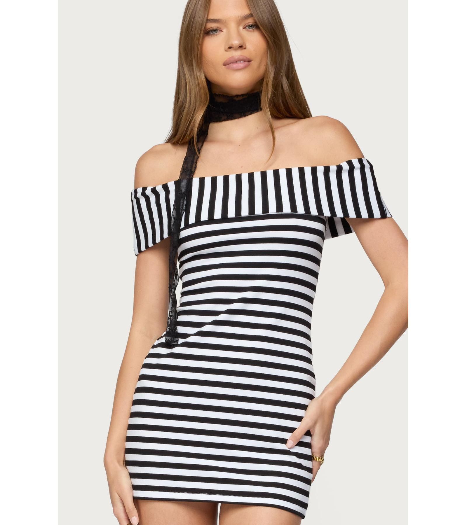 Мини-платье Edikted Women's Zivi Fold Over Striped