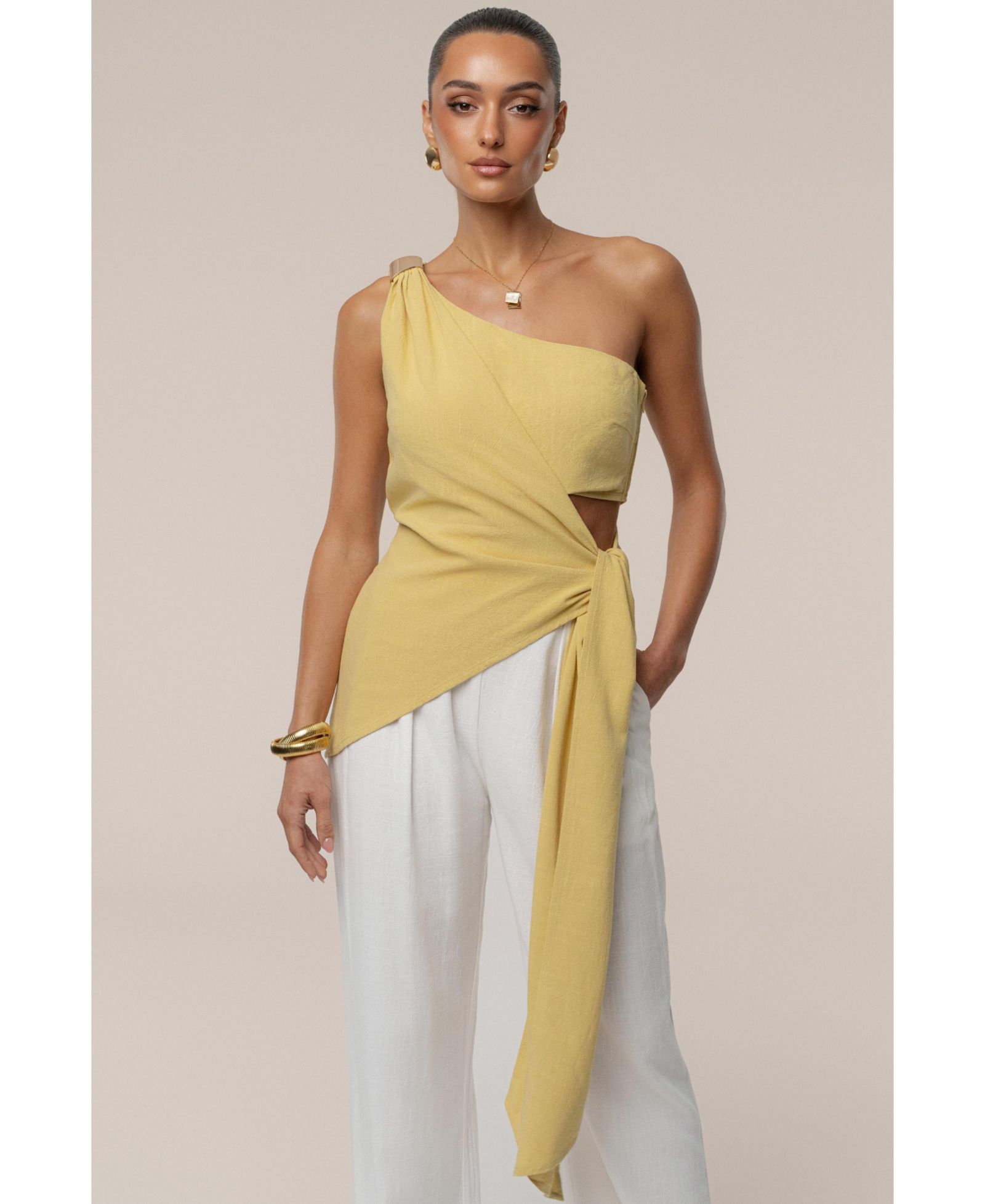 JLUXLABEL Women's Palmera One Shoulder Top