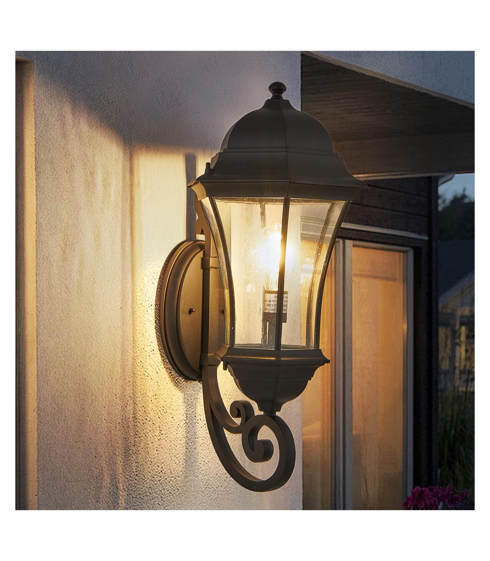Streamdale Furniture Streamdale 1-Pack Outdoor Wall Lantern with Dusk to Dawn, Black Fixture, Clear Bubble Glass