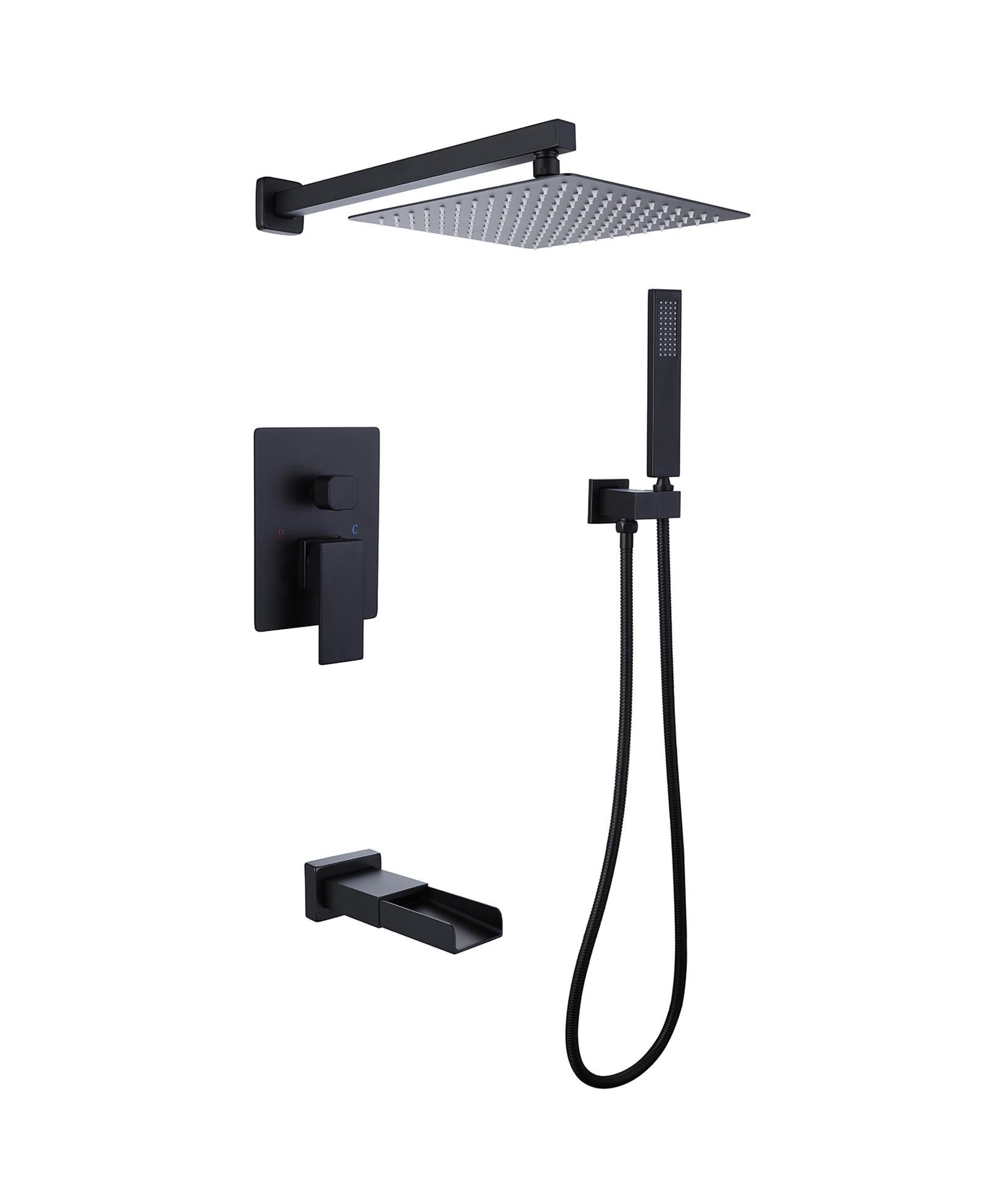 Смеситель для ванны и душа Greenspring Waterfall Spout Single Handle Square High Pressure