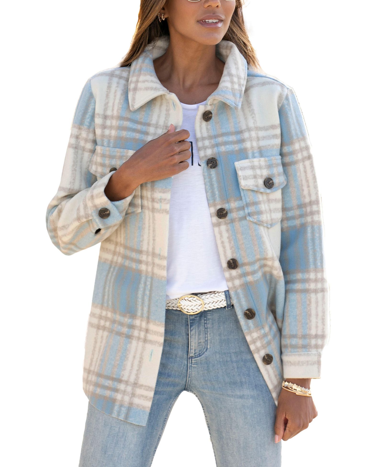 Женская рубашка-куртка LASCANA Plaid Stylish Button-Up Lightweight Outerwear