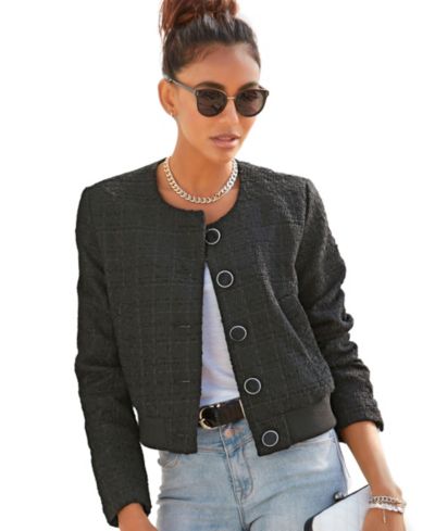 Женский твидовый жакет LASCANA Round Neckline Button Up