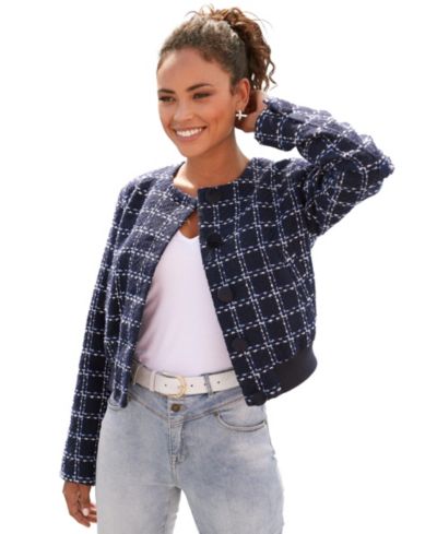 Женский твидовый жакет LASCANA Round Neckline Button Up