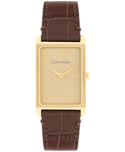 Calvin Klein Мужские часы с кожаным ремешком цвета Brown, 24mm