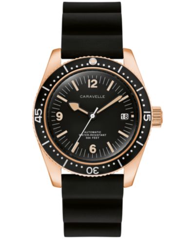 Caravelle Мужские винтажные спортивные часы Sea Hunter Black Rubber, 39mm