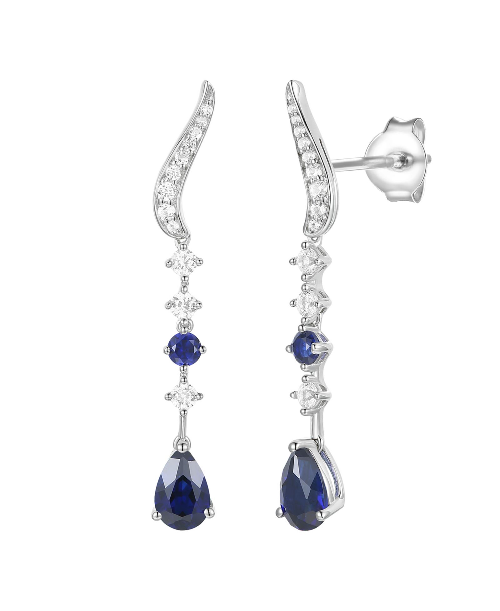 Macy's Lab-Grown Ruby (1/6 ct. t.w.) & White Sapphire (1/2 ct. t.w.) Earring in 14k Gold Over Sterling Silver (also in Emerald & Sapphire)