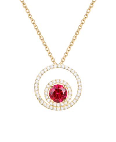 Подвеска Macy's Lab-Grown Sapphire & White Sapphire в золоте 14k поверх серебра