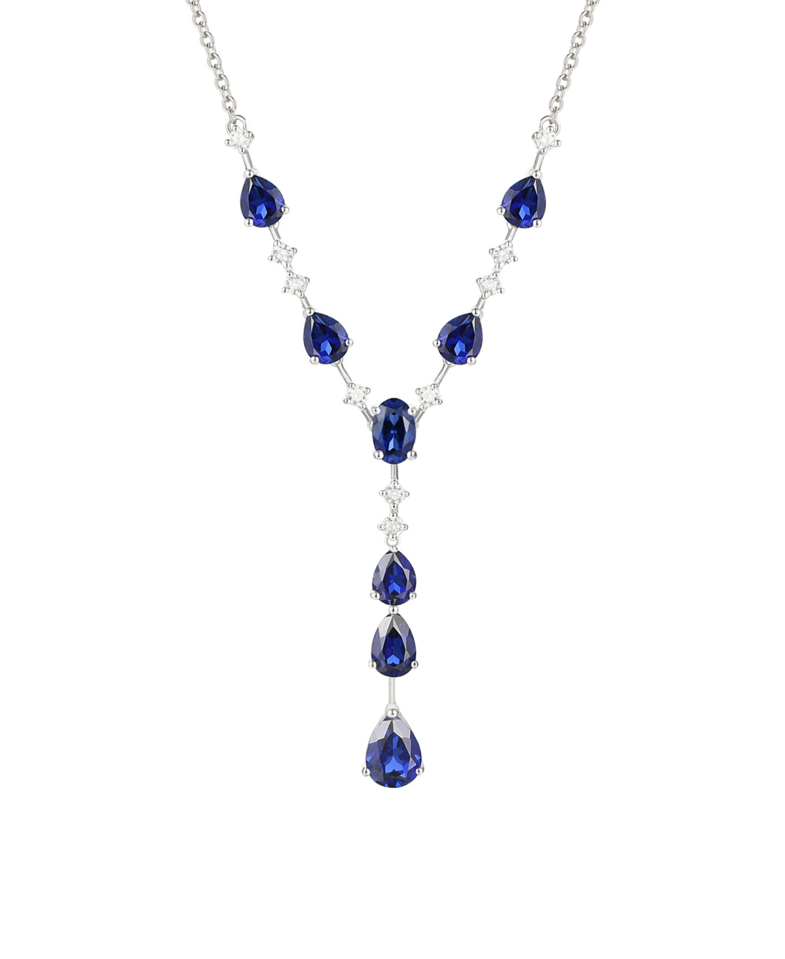 Macy's Blue Topaz (1/2 ct. t.w.) & Lab-Grown White Sapphire (1/2 ct. t.w.) Pendant Necklace in 14k Gold Over Sterling Silver (also in Ruby & Sapphire)