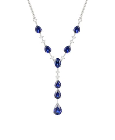 Подвеска Macy's Blue Topaz (1/2 ct. t.w.) & Lab-Grown White Sapphire (1/2 ct. t.w.) в золоте 14k поверх стерлингового серебра