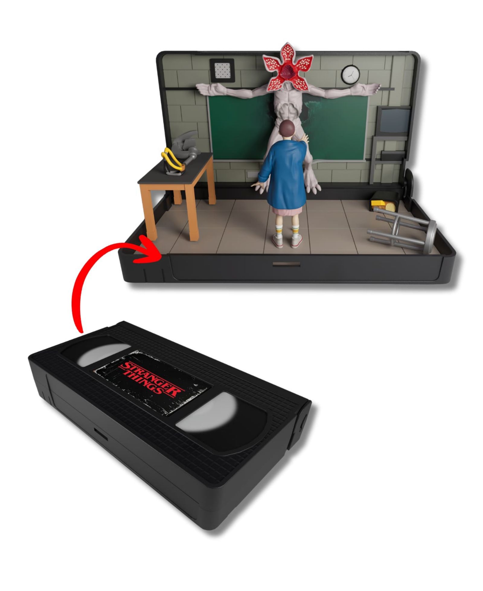 Wilder Toys Stranger Things Eleven vs. Demogorgon Console Heroes VHS Diorama 7-Piece Playset, Ages 8+