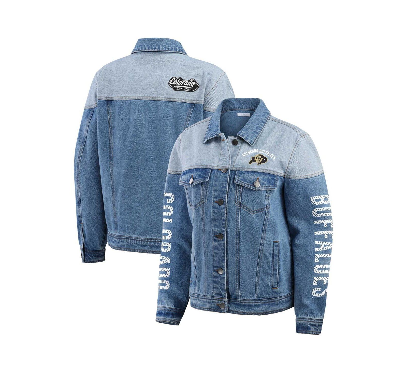 WEAR by Erin Andrews Women's Denim Colorado Buffaloes Sleeve Hit Color Block Button-Down Denim Jacket