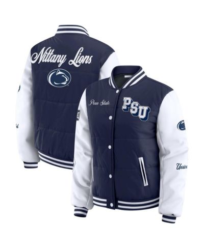 WEAR by Erin Andrews Women's Navy Penn State Nittany Lions Varsity Puffer Jacket