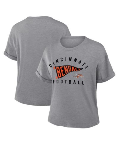 Женская футболка Fanatics Heather Gray Cincinnati Bengals Pennant Wave Tribute Tri-Blend Boxy